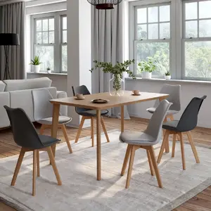 Comparateur de prix : IDMARKET lot de 6 chaises scandinaves gris foncé et gris clair mix color