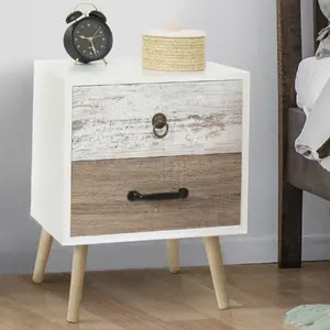 IDMARKET Lot de 2 tables de chevet BAHIA 2 tiroirs scandinave pas cher