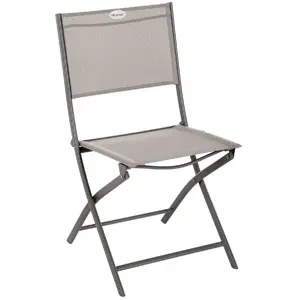 Comparateur de prix : HESPERIDE Chaise de Jardin Pliable Modula - Acier et Polyester - Taupe et Gris