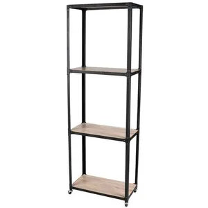 Comparateur de prix : Urban Living Bibliothèque Industrielle 4 Etagères Factory - 30 X H. 180 Cm - Marron Naturel
