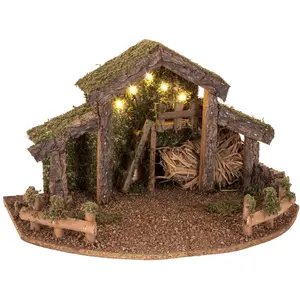 Feerie Christmas Crèche Traditionnelle de Noël Vide - LED - 38 x 22 cm pas cher