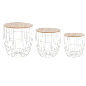 Comparateur de prix : Atmosphera - 3 Tables à café filaires Atomic - Diam. 40 cm - Blanc