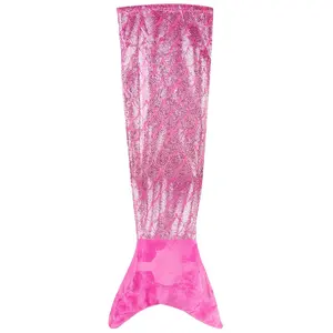 Comparateur de prix : Hello Kids - Plaid sirène effet paillette - Diam. 56 x L. 132 cm - Rose