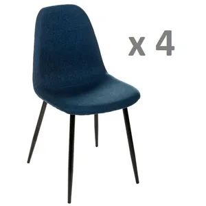 Comparateur de prix : ATMOSPHERA Lot de 4 - Chaise Nokas - Pied en métal - Bleu navy