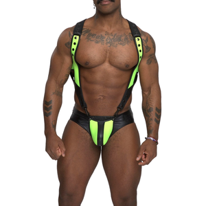 Body Slip NETTUNO Sparta's Harness Noir-Jaune fluo M pas cher
