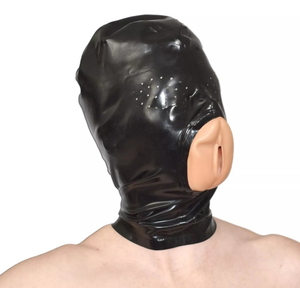 Cagoule en Latex avec Vulve VAGINA HOOD Noire XL