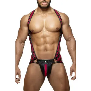 Ensemble Harnais + Jockstrap TITANO Noir-Bordeaux L/XL pas cher