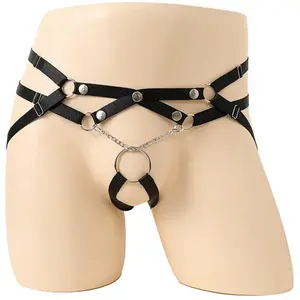 MenSexyWear Jockstrap-Lanières avec Anneau RING PASSION Noir pas cher