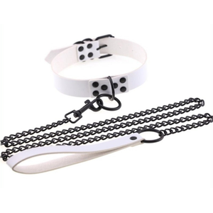 Collier-Laisse PUNK Blanc 