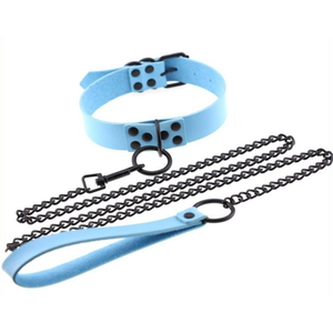 Collier-Laisse PUNK Bleu ciel 