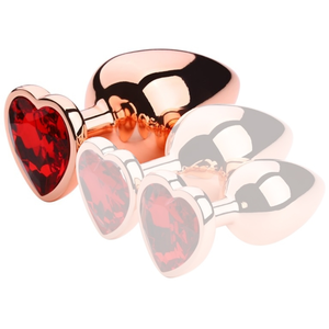 Comparateur de prix : Plug Bijou Anal GOLD HEART L 8 x 4.1cm Rouge 
