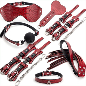 Kit BDSM 7 Pièces CAÏMAN Rouge pas cher