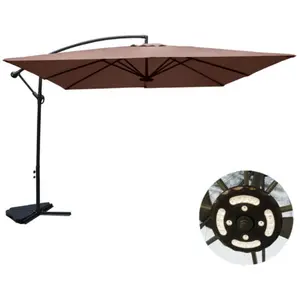 Concept-usine - Parasol led déporté carré 3x3m chocolat solenzara led pas cher