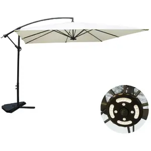 Parasol LED déporté carré 3x3m écru SOLENZARA LED, Concept Usine TU pas cher