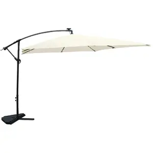 Parasol LED déporté carré 3x3m écru SOLENZARA BULLE, Concept Usine TU pas cher