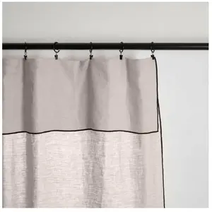 Rideau en lin beige calcaire et bourdon noir 150x280 Carlina - MaduraVendu parconforama
