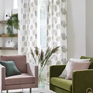 Comparateur de prix : Madura Rideau en Toile de lin viscose rebrodée de feuillages Blanc