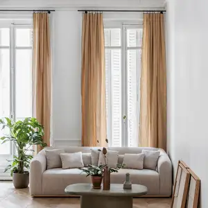 Comparateur de prix : Madura Rideau en 100% lin lavé légèrement froissé Beige