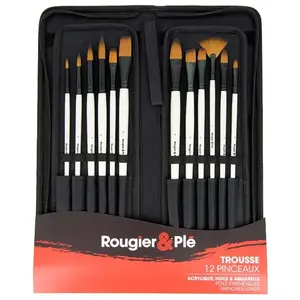 Trousse de 12 pinceaux longs synthétiques - Acrylique, Huile, Aquarell...Vendu parscrapmalin