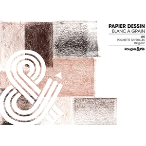 Créa Papier dessin blanc à grain - 180 g/m² - A4