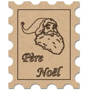 Sujet en bois médium - Timbre Père Noël - 3 x 4 cmVendu parscrapmalin