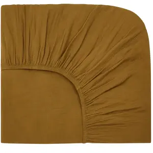 Haomy - Drap-housse Dili en voile de coton  Gold 160x200 pas cher
