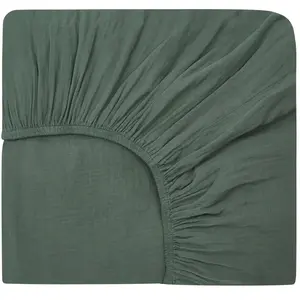Haomy - Drap-housse Dili en voile de coton  Gris bleuté 160x200 pas cher