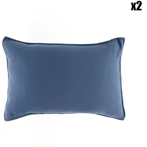Haomy - 2 Taies d'oreiller Dili en double voile de coton turquin 50x70... pas cher