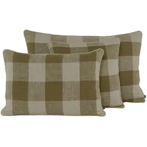 Haomy - Housse de coussin en lin lavé Palma Gold 45x45 pas cher