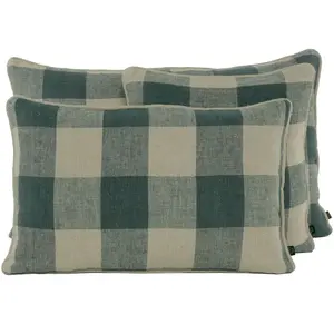 Haomy - Housse de coussin en lin lavé Palma Bleu 45x45 pas cher