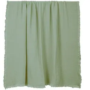Comparateur de prix : Haomy - Plaid en voile de coton Vanly Vert amande 130x180