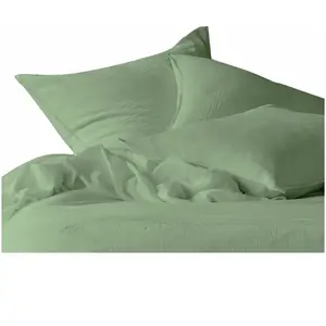 Haomy - Taie d'oreiller Dili en voile de coton Vert amande 50x70 pas cher