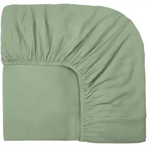 Haomy - Drap-housse Dili en voile de coton Vert amande 140x200 pas cher