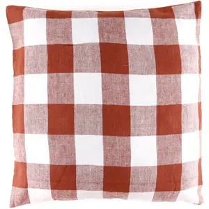 Haomy - Housse de coussin 100% Lin Palma brique - 80x80 cm OS pas cher