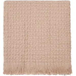 Haomy - Plaid Tempo en coton Beige rosé 130x200