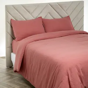 Haomy - Housse de couette Dili en double voile de coton bois de rose 1...