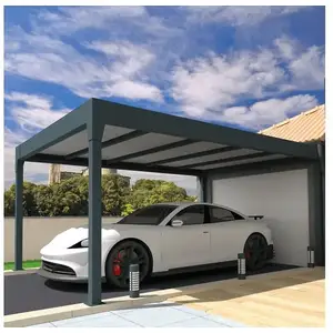 Ombrazur Carport isotoit® MODERN îlot Gris anthracite 3,78x4,00m pas cher