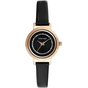 Montre Femme Trendy Kiss Justine - TC10174-01 Bracelet Cuir Noir pas cher