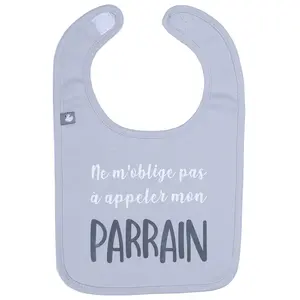 Bavoir "Ne m'oblige pas à appeler mon parrain" GRIS BB&Co