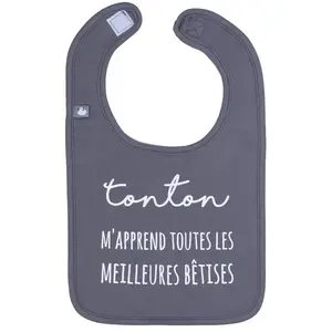 Bavoir "Tonton " GRIS BB&Co pas cher
