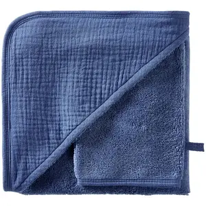 Cape de bain et gant de toilette Mix & Match BLEU BB&Co pas cher