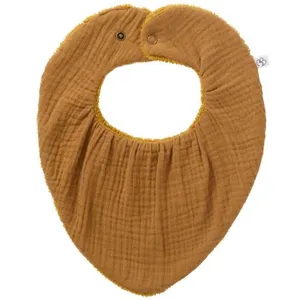 BB & Co Bavoir bandana réversible bambou et gaze de coton havane pas cher