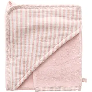 Comparateur de prix : Cape de bain bébé + gant Rayé Vieux Rose