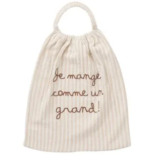 BB & Co Serviette élastique comme un grand gaze de coton beige rayé galet pas cher