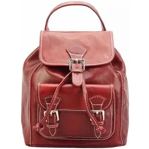 Sac à dos - TONY & PAUL - TUSCANY - Cuir marron-rouge - 100% cuir de veau - Homme