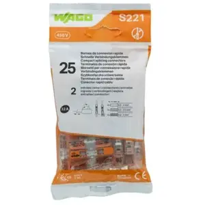 Comparateur de prix : WAGO - Sachet de 25 bornes 2 entrées en ligne S221