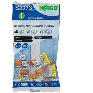 Comparateur de prix : Connecteurs à poussoir 2/3 ou 5 entrées 24A Wago S2273, lot de 20