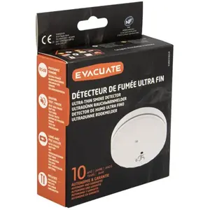 Comparateur de prix : EVACUATE Détecteur de fumée NF Ultra fin Autonomie et garantie 10 ans