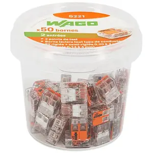 Comparateur de prix : Wago - Pot de 50 bornes de connexion automatique 2 entrées S221