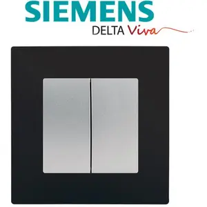 Siemens - Double Va et Vient Silver Delta Viva + Plaque Noir pas cher